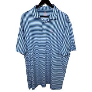 Rhoback Blue Striped Polo‎ Shirt XXL Stretch Performance Golf Tech Casual Travel